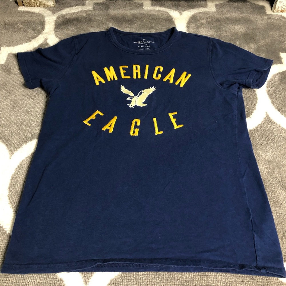 American Eagle Outfitters Tshirt Mens Medium Blue Logo Shirt